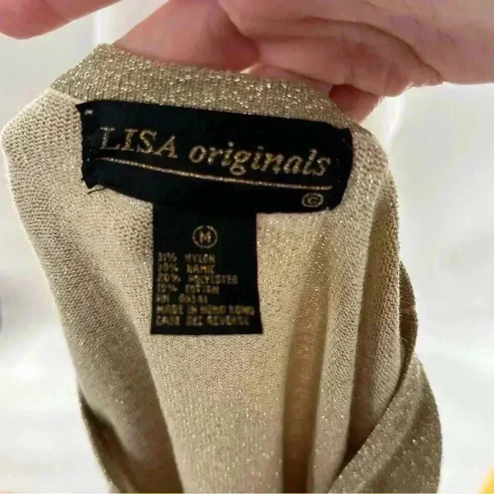 Lisa originals oversized sweater size M gold metallic party vintage 80s 90s